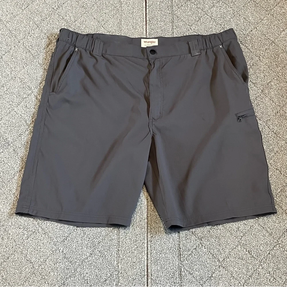 Wrangler Cargo Shorts Mens 42 Gray Flat Front Pockets Polyester Outdoor